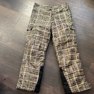 Kid’s Plaid Cargo Snow Pants Ski Snowboard Waterproof Large 14-16